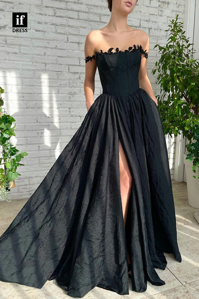 33933 - Classic A-Line Side Split Scoop Sleeveless Trendy Prom Formal Gown