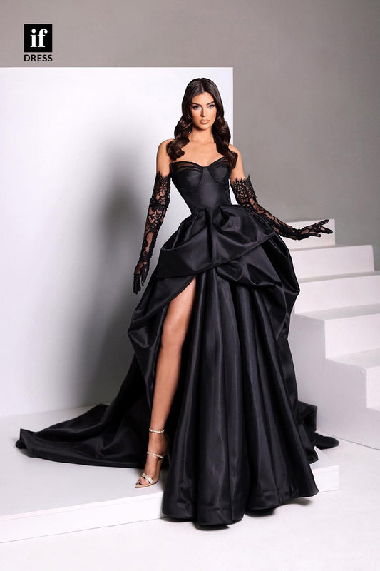 33985 - Unique A-Line Long Sleeves Off-Shoulder Sweetheart Prom Formal Dress