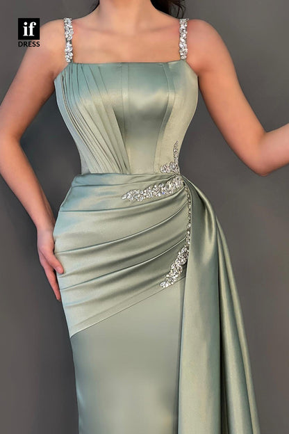 34034 - Elegant Spaghetti Straps Pleats Long Prom Formal Evening Dress