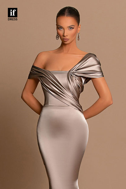 34120 - Glamorous Cap Sleeves Sheath Satin Prom Evening Formal Dress