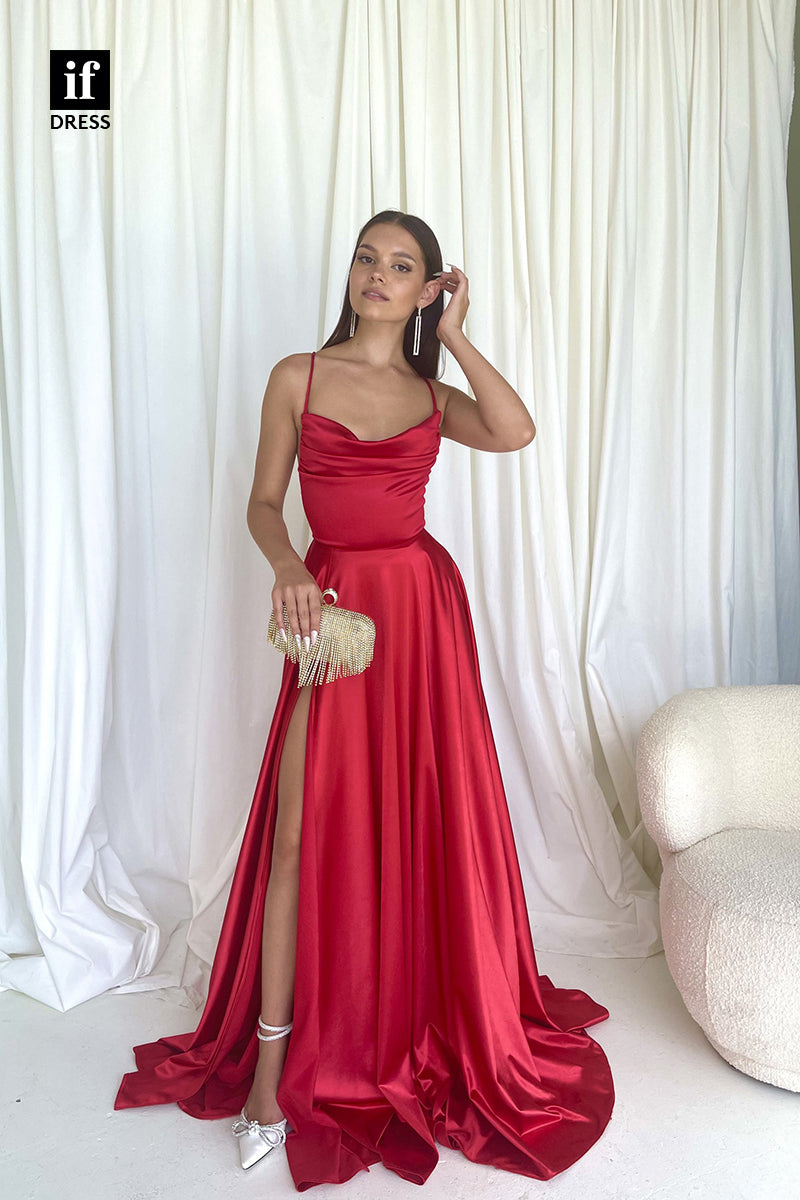 34156 - Sexy Spaghetti Straps Pleats A-Line Prom Evening Dress