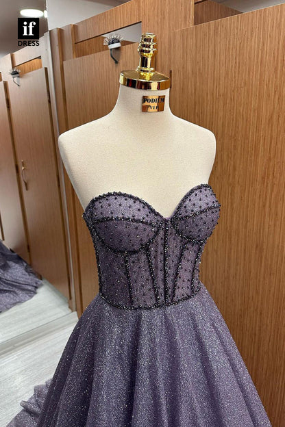 34239 - Amazing Off-Shoulder Sweetheart Beads Prom Formal Dress