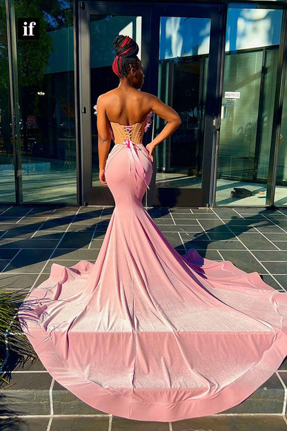 34269 - Luxurious Off-Shoulder Feather Mermaid/Trumpet Prom Evening Dress Formal Girls