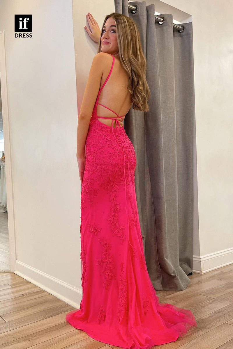 34316 - Attractive SPaghetti Straps Appliques Prom Formal Evening Dress