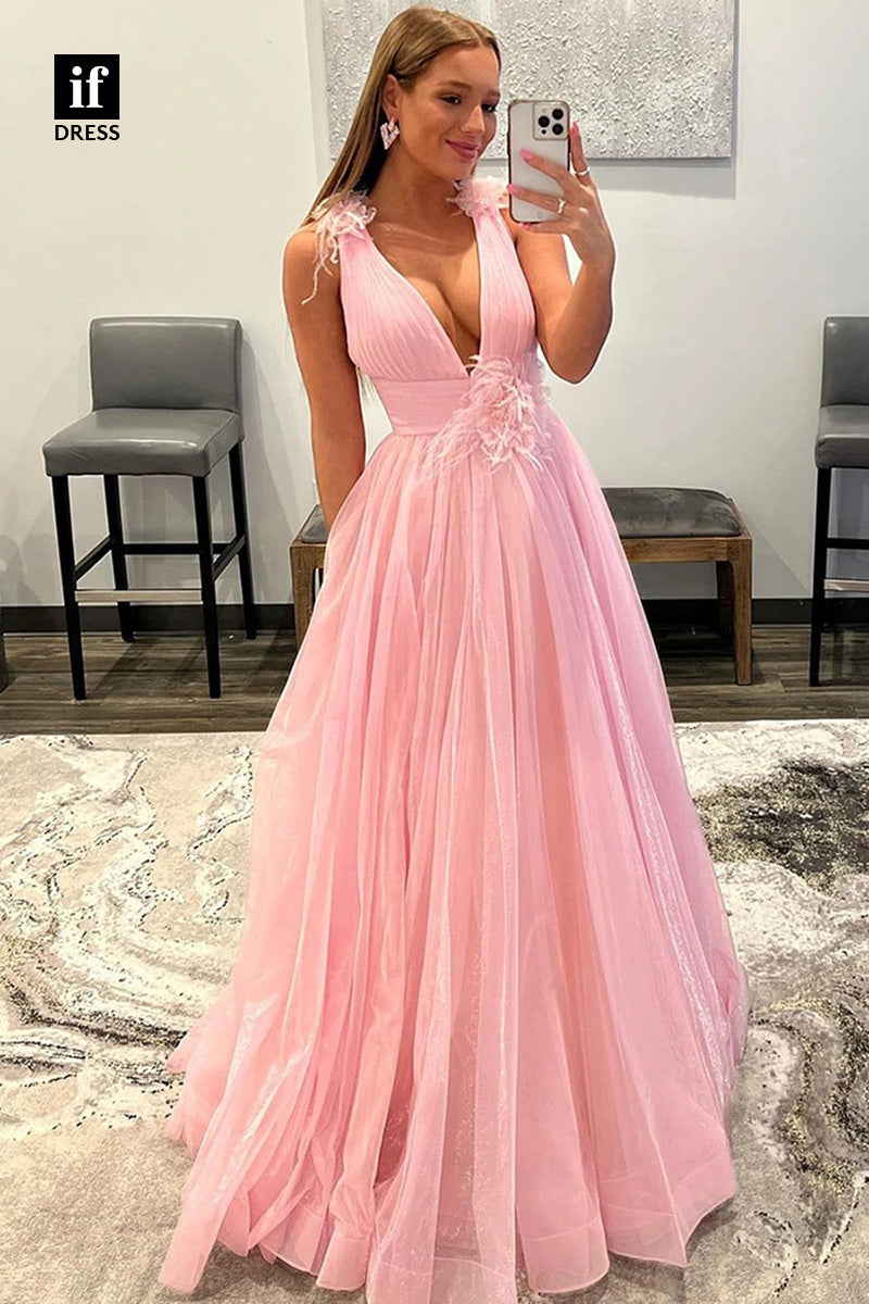 34317 - Charming Plunging V-Neck A-Line Prom Formal Evening Dress