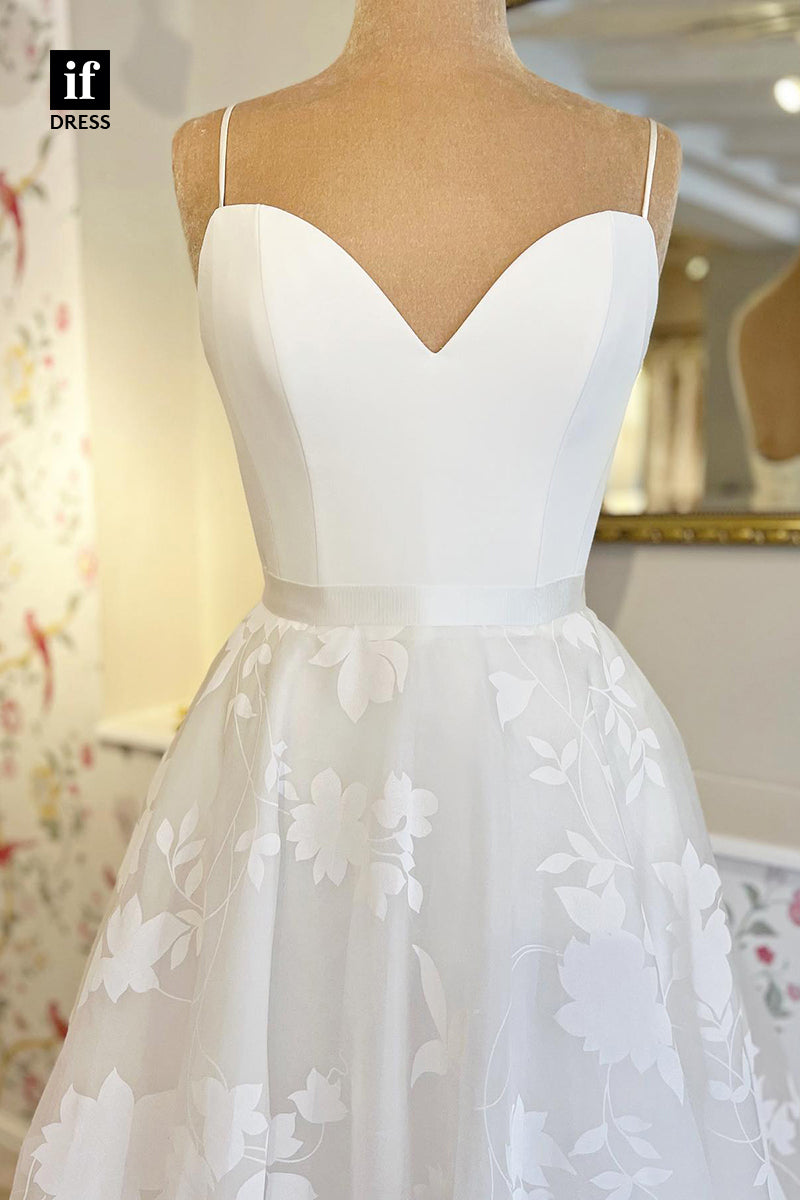 71015 - Elegant Spaghetti Straps A-Line Sleeveless Boho Wedding Dress