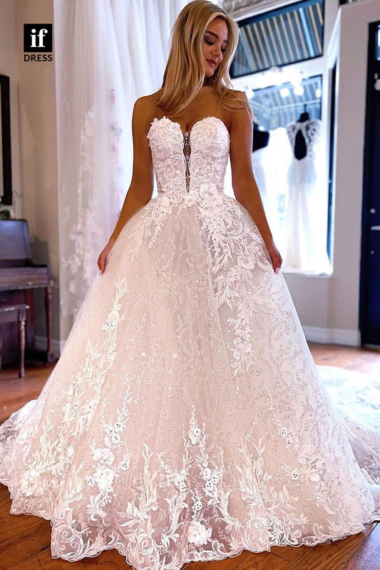 71026 Classic Off-Shoulder A-Line Lace Appliques Boho Wedding Dress