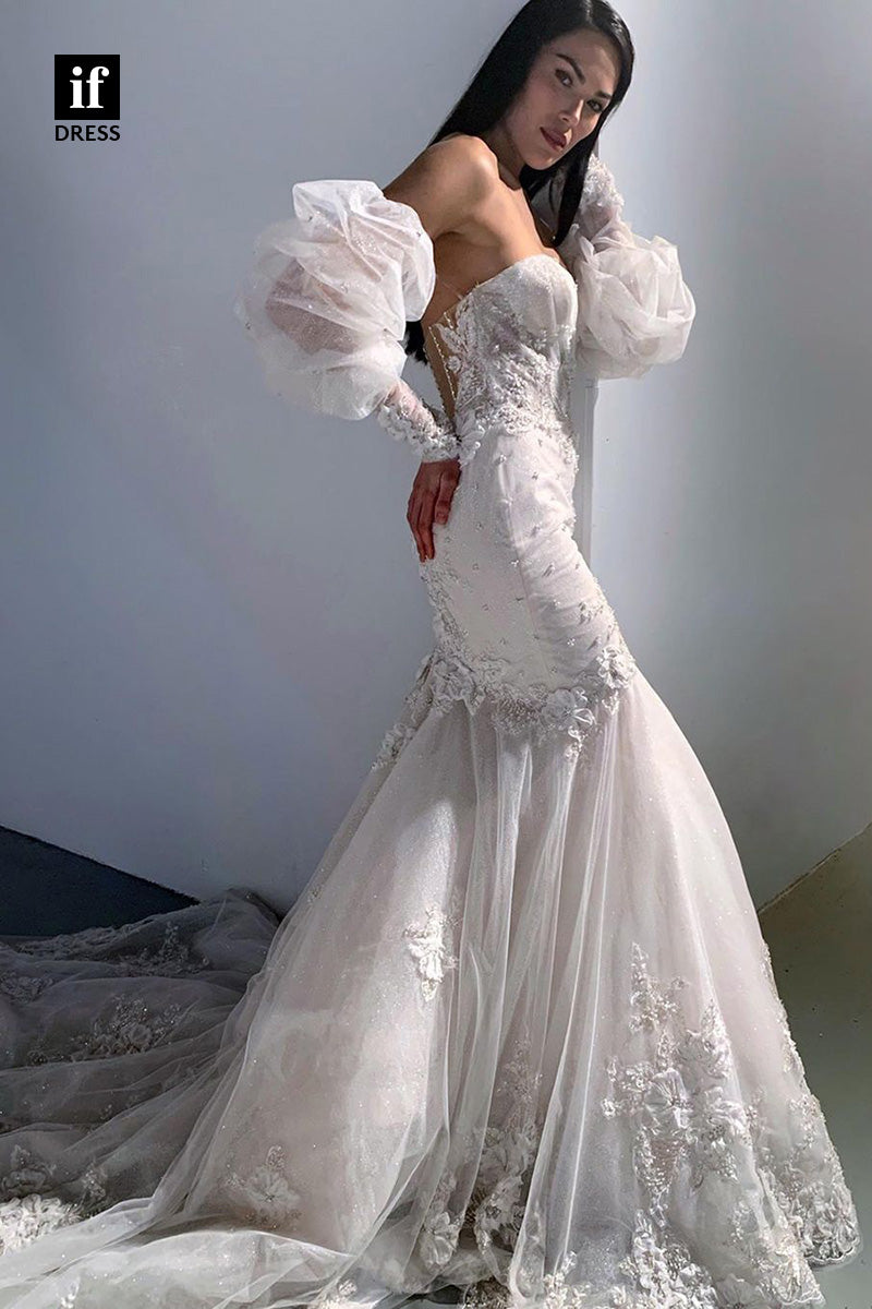 71028 - Romantic Off-Shoulder Sweetheart Mermaid Wedding Dress