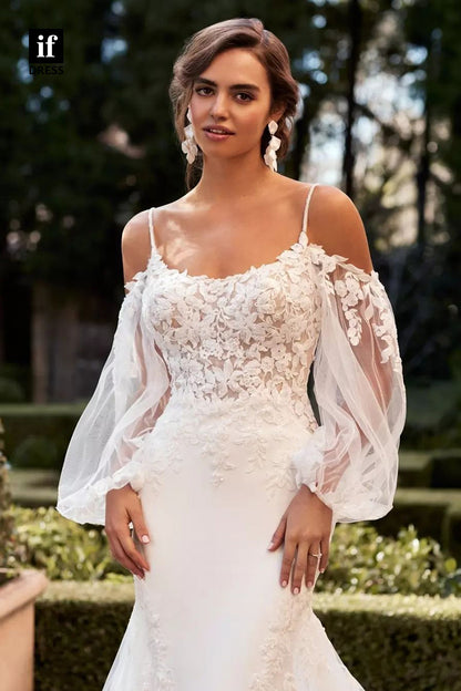 71031 - Elegant Scoop Spaghetti Straps Bohemian Wedding Dress