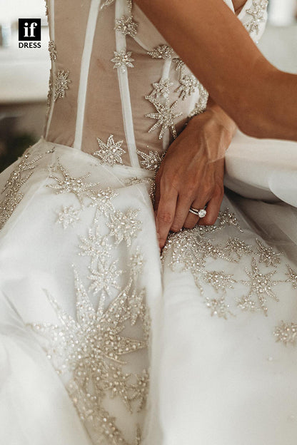30500 - A-line Sweetheart Appliques Rustic Wedding Dress Birdal Gown