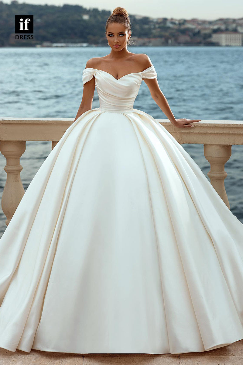 30513 - Ball Gowns Off the Shoulder Satin Wedding Dress Bridal Gown