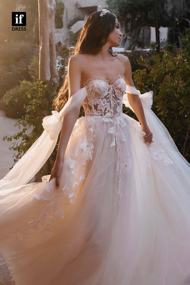 30531 - A-line Sweetheart Lace Appliques Bohemian Wedding Dress