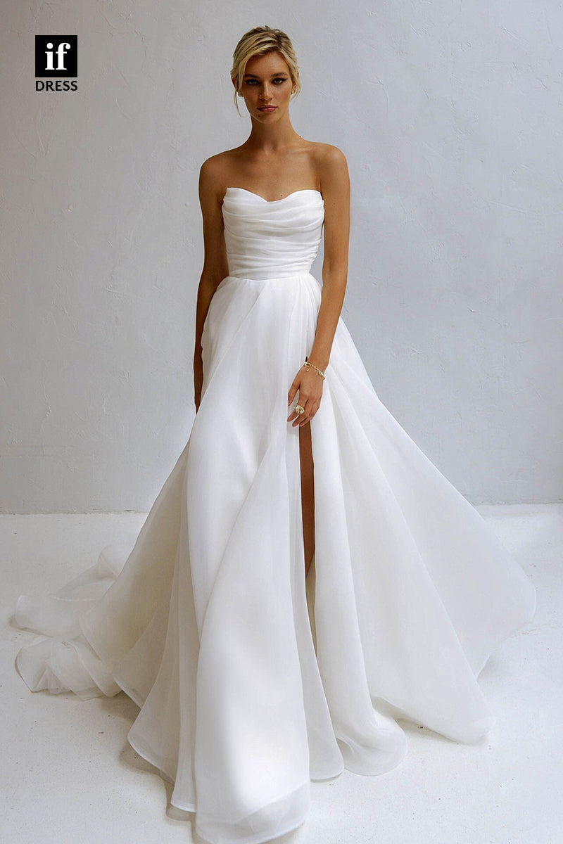 30542 - A-line Sweetheart Pleats Rustic Wedding Dress Bridal Gown