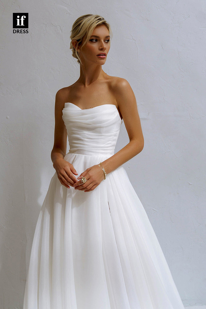 30542 - A-line Sweetheart Pleats Rustic Wedding Dress Bridal Gown