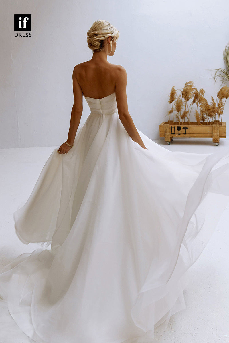 30542 - A-line Sweetheart Pleats Rustic Wedding Dress Bridal Gown