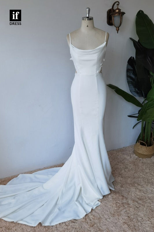 30578 - Spaghetti Straps Elastic Satin Mermaid Wedding Dress