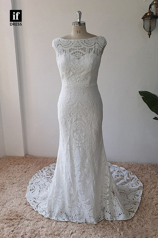 30579 -Illusion Scoop Allover Lace Memriad Wedding Dress