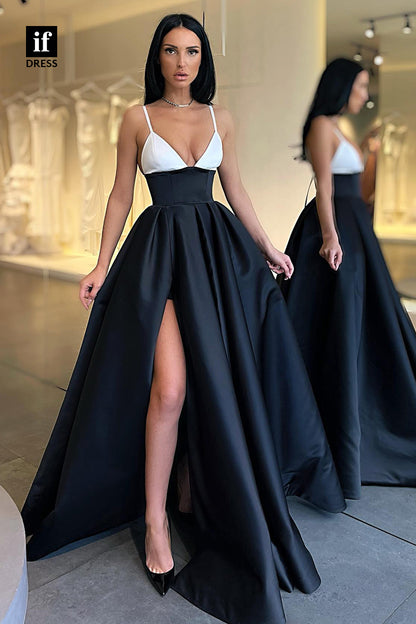 30974 - Spaghetti Straps V-Neck A-line Long Prom Dress with Pockets