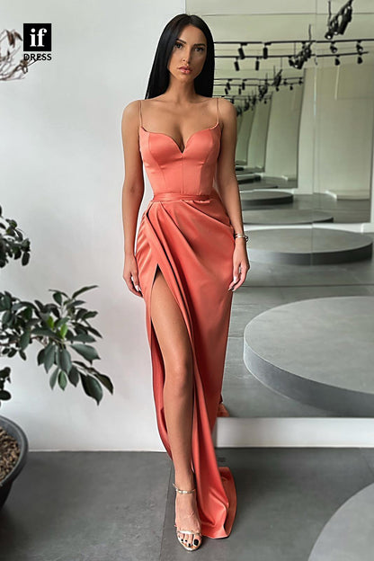 30976 - Spaghetti Straps Side Split Long Prom Dress Bridesmaid Dress