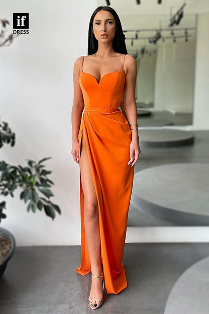 30976 - Spaghetti Straps Side Split Long Prom Dress Bridesmaid Dress