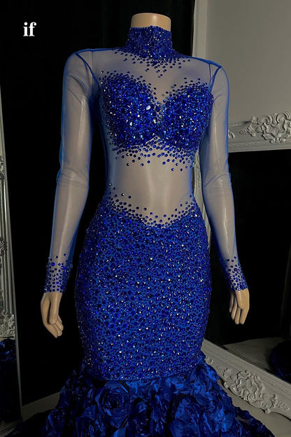 32835 - Unique High Neckline Beads Mermaid Prom Dress for Black Slay