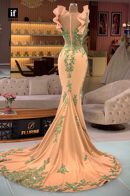 33845 - Beaded zipper-Up V-Neck Sheath Prom Formal Dress