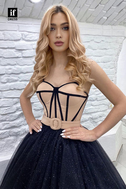 30822 - Spaghetti Straps Sparkly Prom Ball Gown|IFDRESS