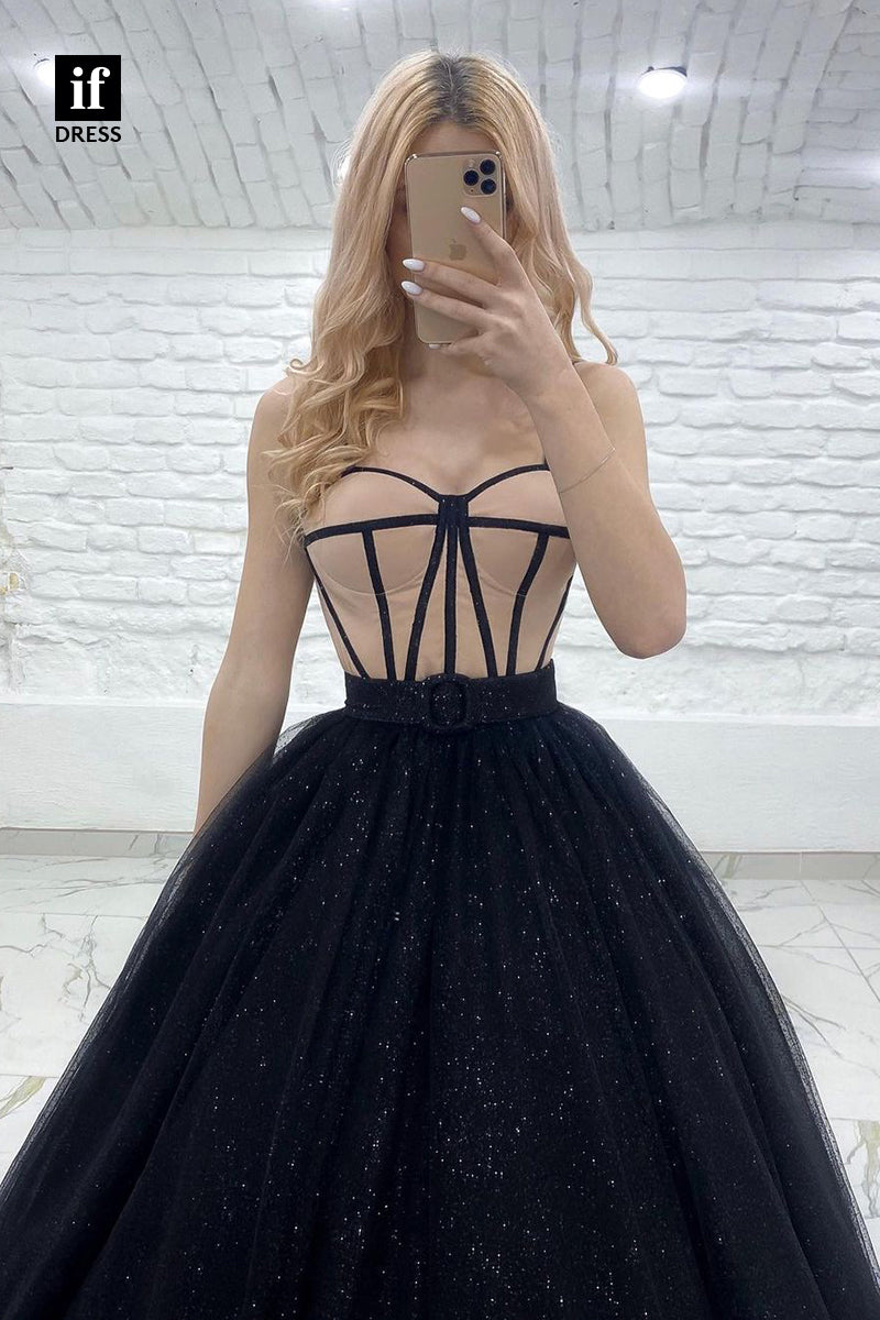 30822 - Spaghetti Straps Sparkly Prom Ball Gown|IFDRESS
