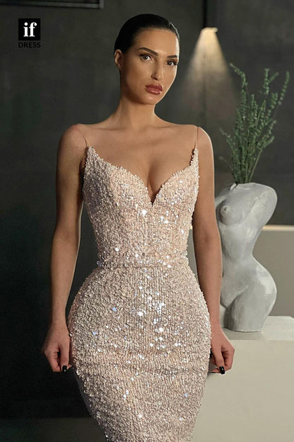 30878 - Spaghetti Straps Sequins Mermaid Prom Dress|IFDRESS