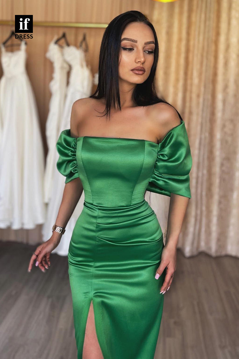30892 - Off the Shoulder Side Slit Long Formal Evening Dress|IFDRESS