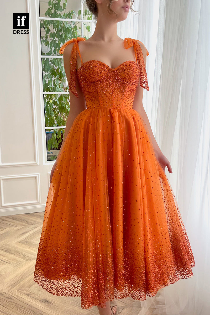 33800 - Spaghetti Straps Sweetheart A-line Vintage Prom Dress with Pockets