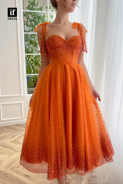 33800 - Spaghetti Straps Sweetheart A-line Vintage Prom Dress with Pockets