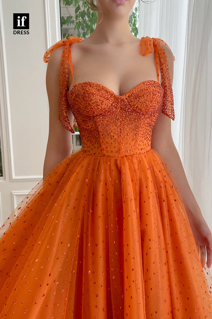 33800 - Spaghetti Straps Sweetheart A-line Vintage Prom Dress with Pockets